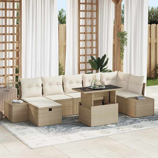 Set Divano da Giardino 8 pcs Beige polyrattan - homemem39