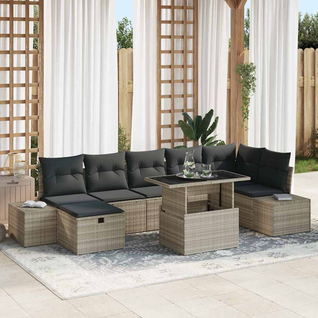 Set Divano da Giardino 8 pcs Grigio chiaro polyrattan - homemem39