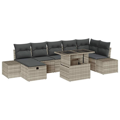 Set Divano da Giardino 8 pcs Grigio chiaro polyrattan - homemem39