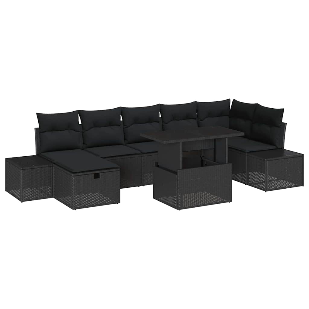 Set Divano da Giardino 8 pcs Nero polyrattan | homemem39