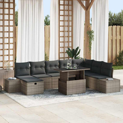 Set Divano da Giardino 9 pz Grigio polyrattan | homemem39