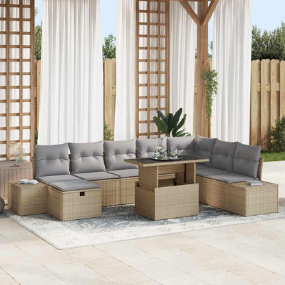 Set Divano da Giardino 9 pcs Beige polyrattan | homemem39