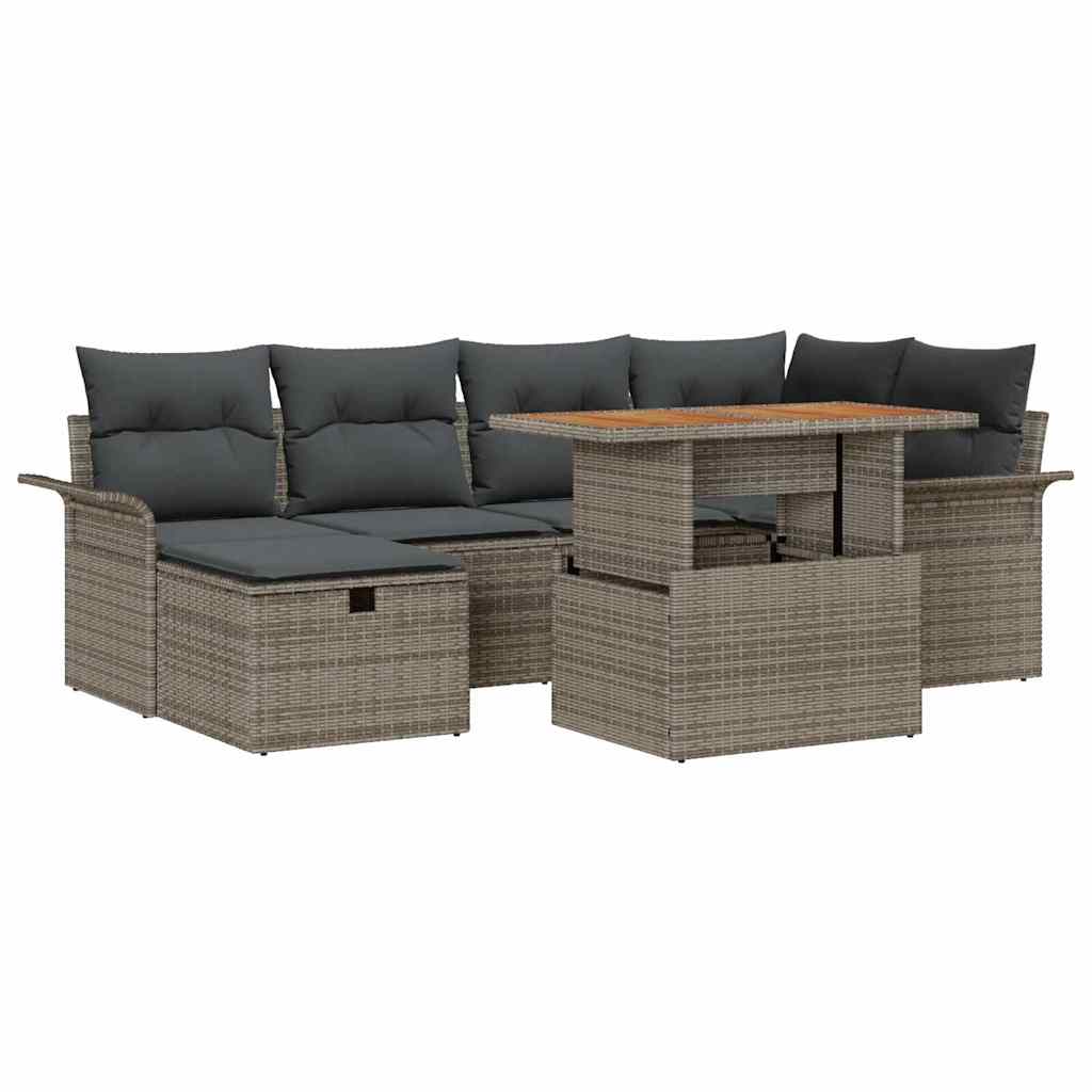 Set Divano da Giardino 7 pz Grigio polyrattan | homemem39