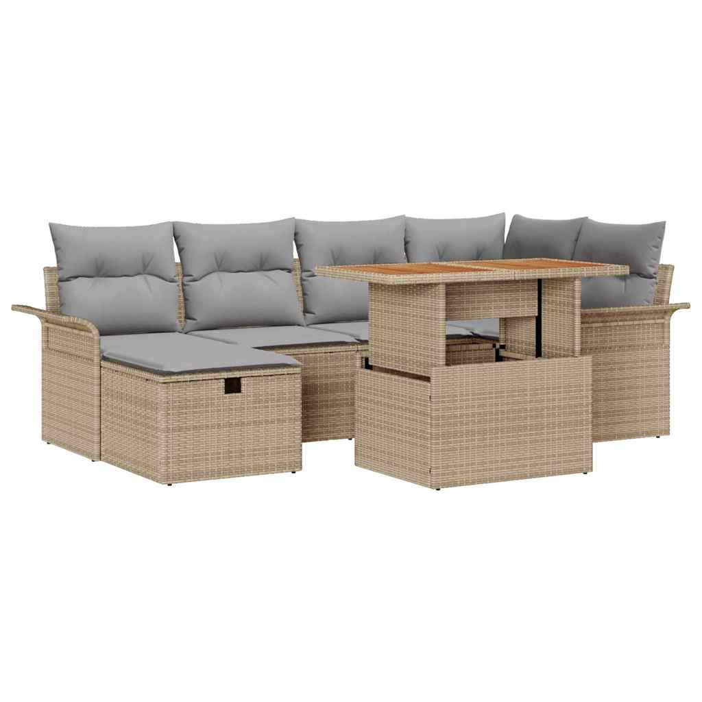 Set Divano da Giardino 7 pcs Beige polyrattan - homemem39