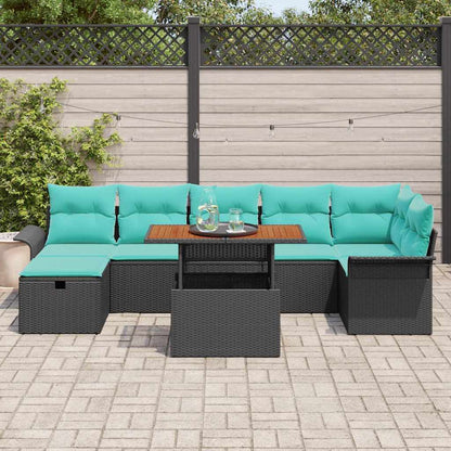 Set Divano da Giardino 8 pcs Nero polyrattan | homemem39