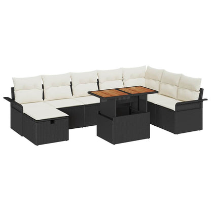 Set Divano da Giardino 9 pcs Nero polyrattan - homemem39