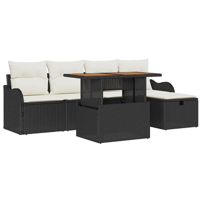 Set Divano da Giardino 6 pcs Nero polyrattan - homemem39
