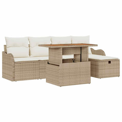 Set Divano da Giardino 6 pcs Beige polyrattan - homemem39
