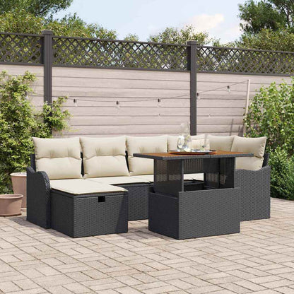 Set Divano da Giardino 7 pcs Nero polyrattan - homemem39
