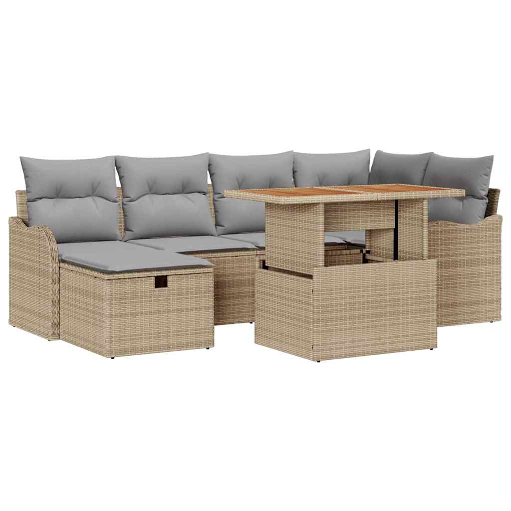 Set Divano da Giardino 7 pcs Beige polyrattan - homemem39