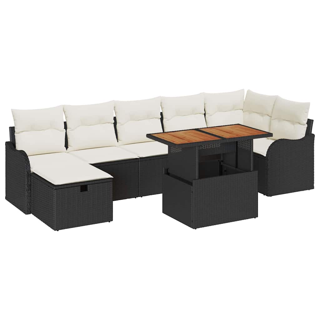 Set Divano da Giardino con archiviazione 8 pcs Nero Poly Rattan - homemem39