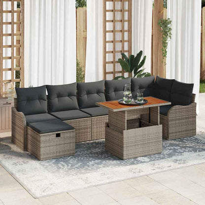 Set Divano da Giardino 8 pz Grigio Poly Rattan | homemem39