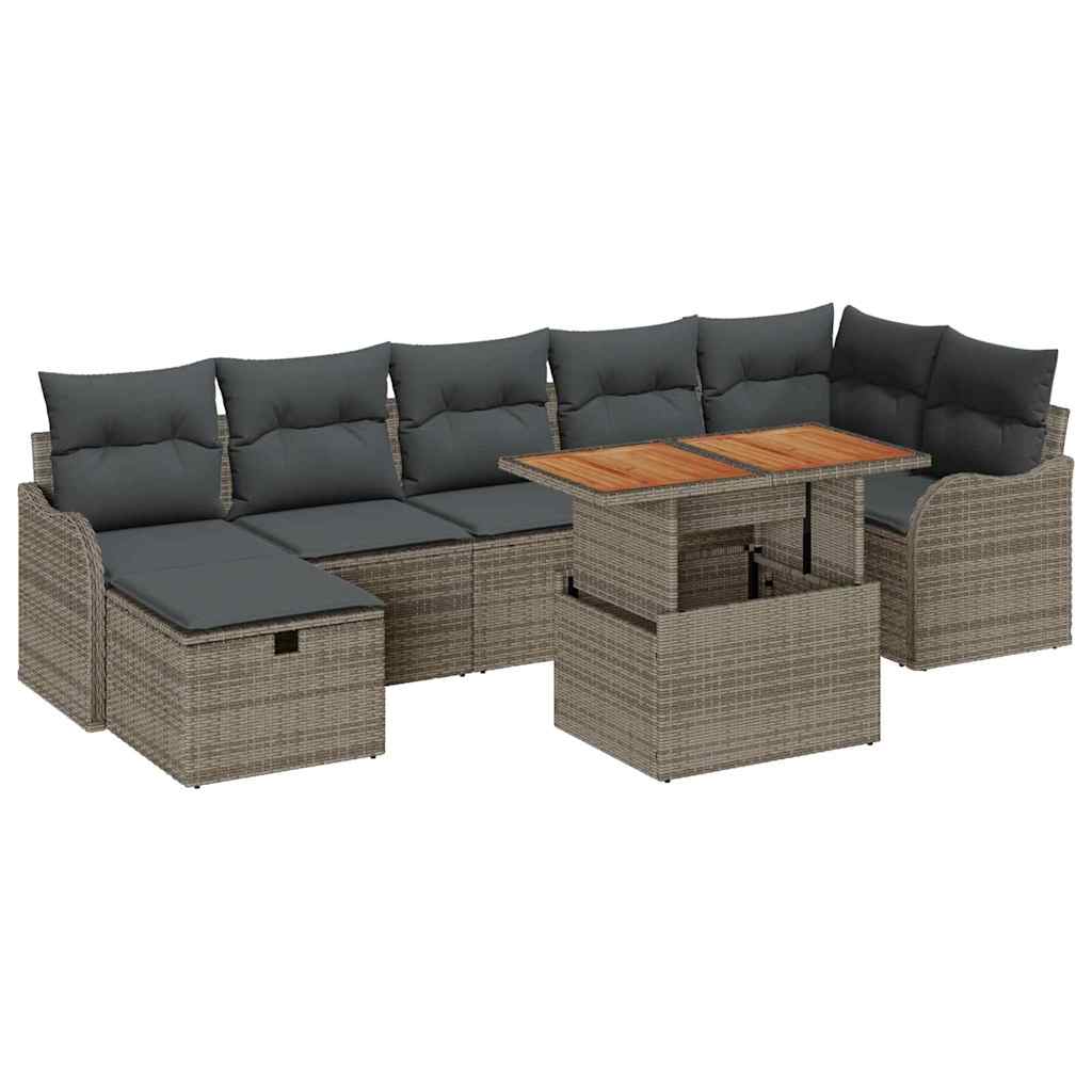 Set Divano da Giardino 8 pz Grigio Poly Rattan | homemem39