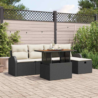 Set Divano da Giardino 6 pcs Nero polyrattan - homemem39