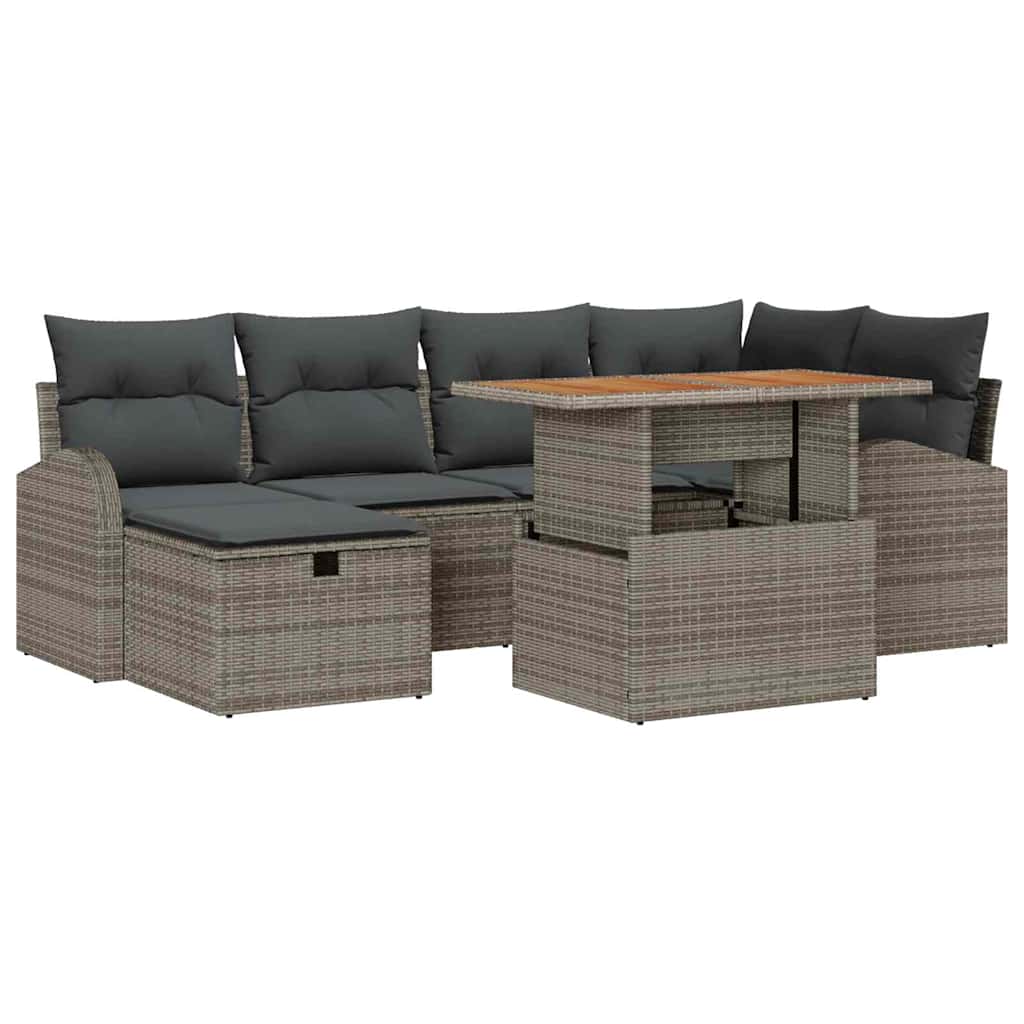 Set Divano da Giardino 7 pz Grigio polyrattan | homemem39