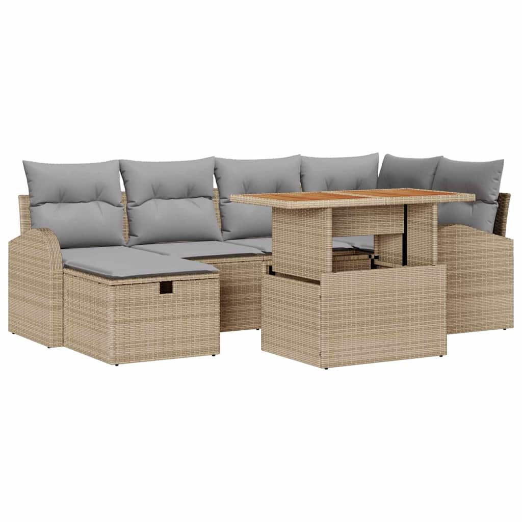 Set Divano da Giardino 7 pcs Beige polyrattan - homemem39
