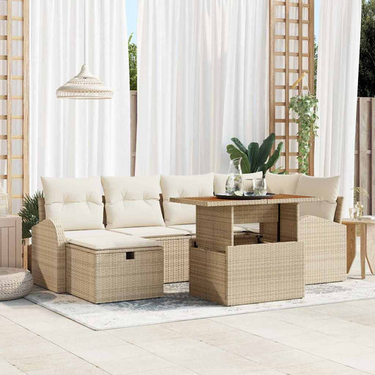 Set Divano da Giardino 7 pcs Beige polyrattan - homemem39