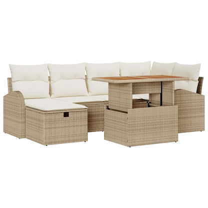 Set Divano da Giardino 7 pcs Beige polyrattan - homemem39