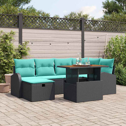 Set Divano da Giardino 7 pcs Nero polyrattan | homemem39