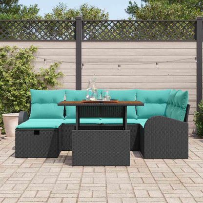 Set Divano da Giardino 7 pcs Nero polyrattan | homemem39