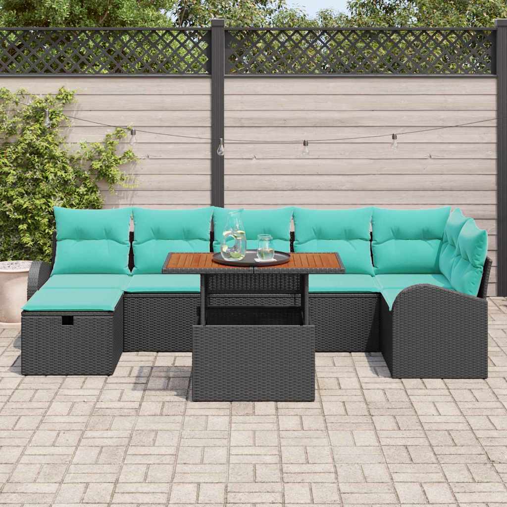 Set Divano da Giardino 8 pcs Nero polyrattan | homemem39