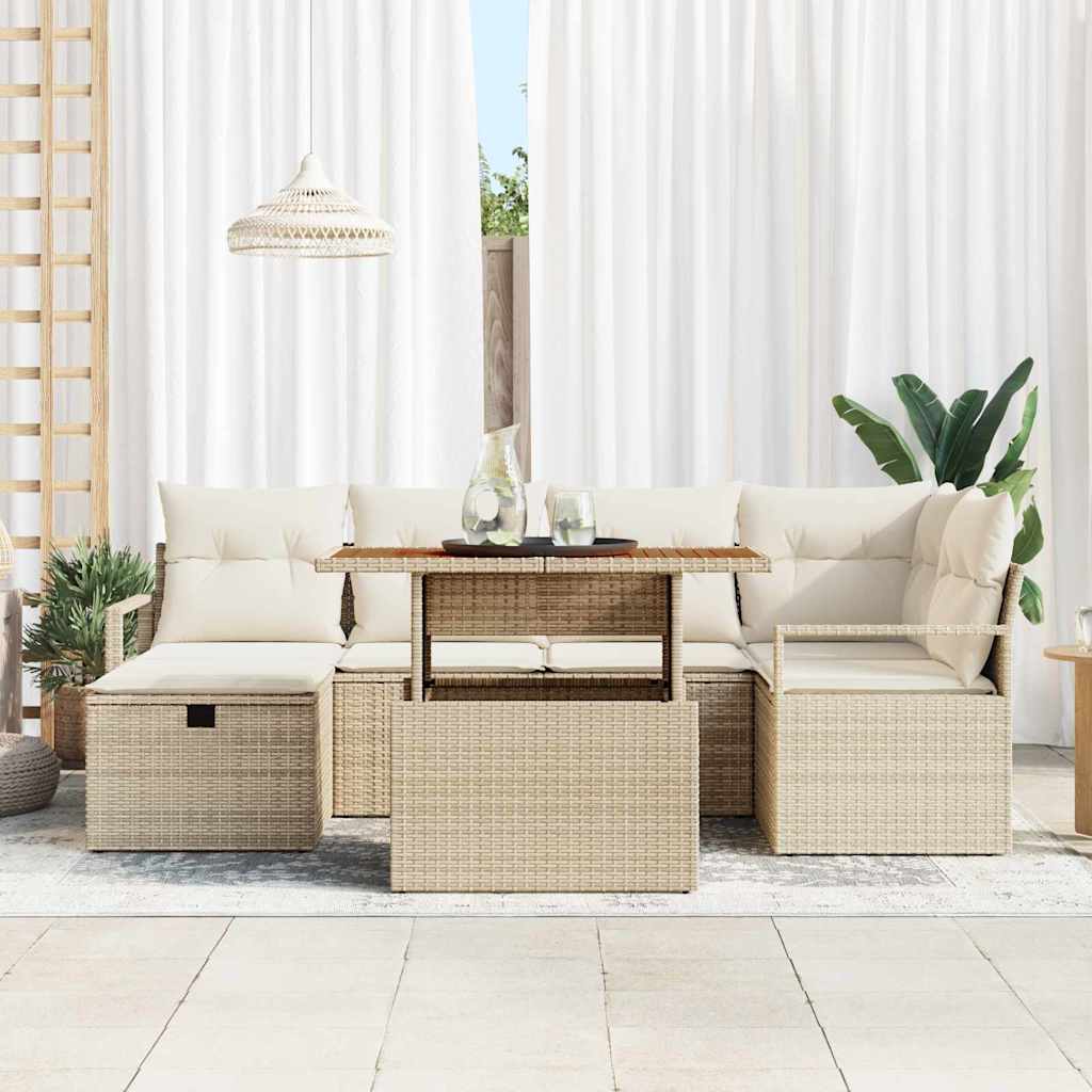 Set Divano da Giardino 7 pcs Beige polyrattan - homemem39