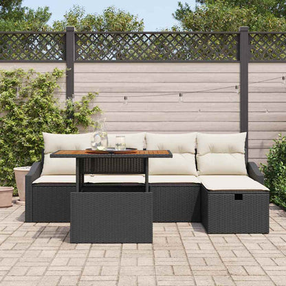 Set Divano da Giardino 6 pcs Nero polyrattan - homemem39