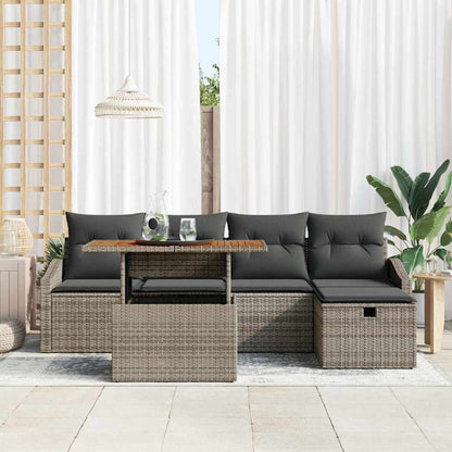 Set Divano da Giardino 6 pz Grigio polyrattan