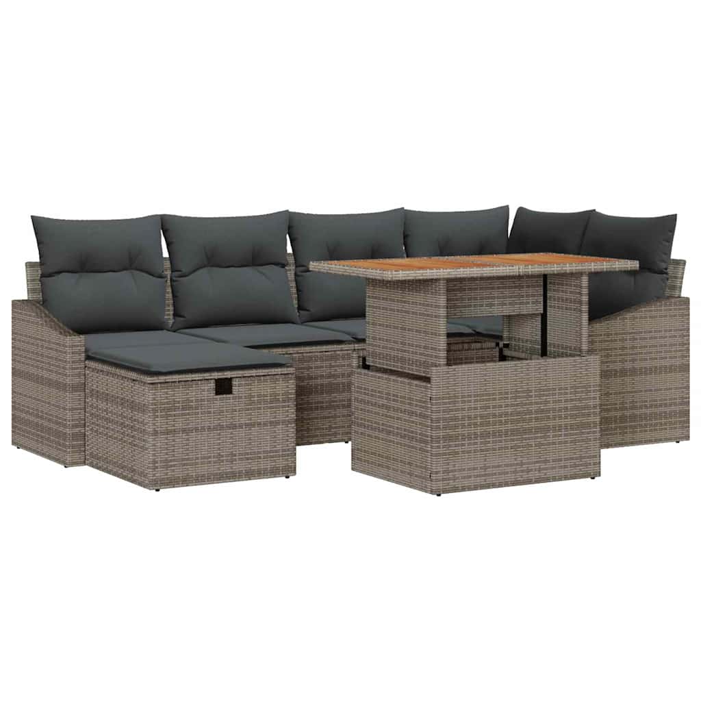 Set Divano da Giardino 7 pz Grigio polyrattan | homemem39