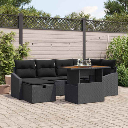 Set Divano da Giardino 7 pcs Nero polyrattan | homemem39