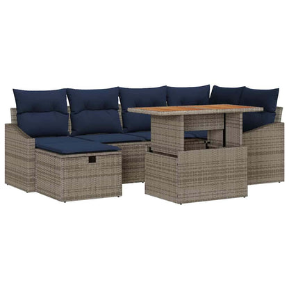 Set Divano da Giardino 7 pcs Grigio polyrattan | homemem39