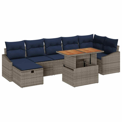 Set Divano da Giardino 8 pcs Grigio polyrattan | homemem39