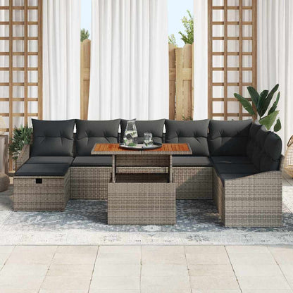 Set Divano da Giardino 9 pz Grigio polyrattan | homemem39