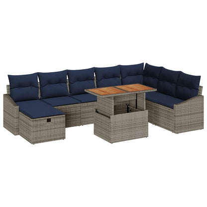 Set Divano da Giardino 9 pcs Grigio polyrattan | homemem39