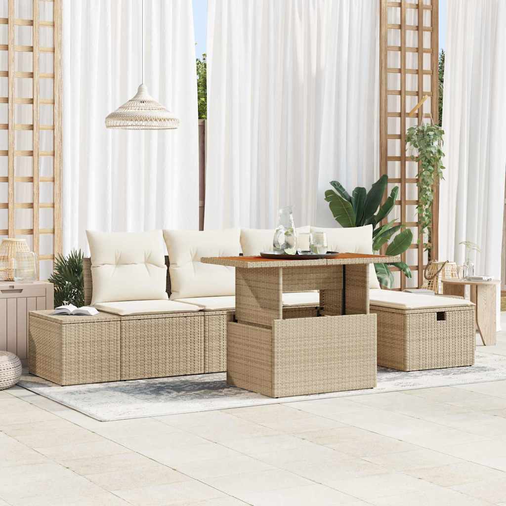 Set Divano da Giardino 6 pcs Beige polyrattan - homemem39