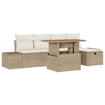 Set Divano da Giardino 6 pcs Beige polyrattan - homemem39