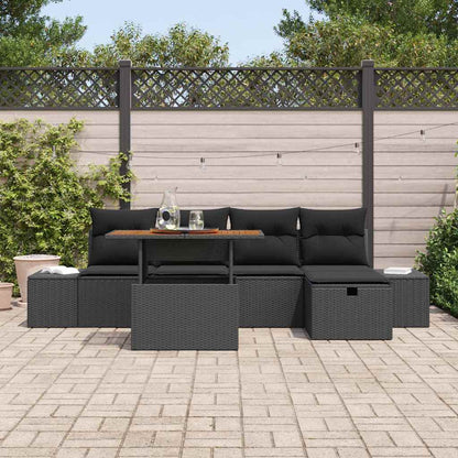 Set Divano da Giardino 6 pcs Nero polyrattan | homemem39