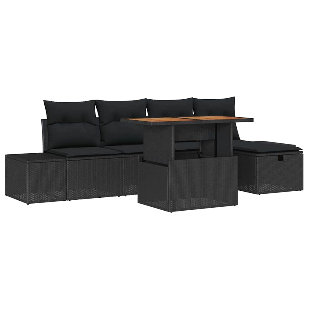 Set Divano da Giardino 6 pcs Nero polyrattan | homemem39