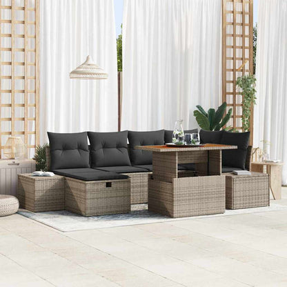 Set Divano da Giardino 7 pz Grigio polyrattan