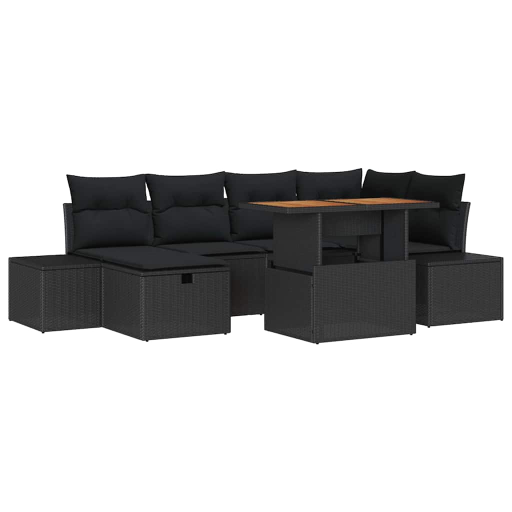 Set Divano da Giardino 7 pcs Nero polyrattan | homemem39