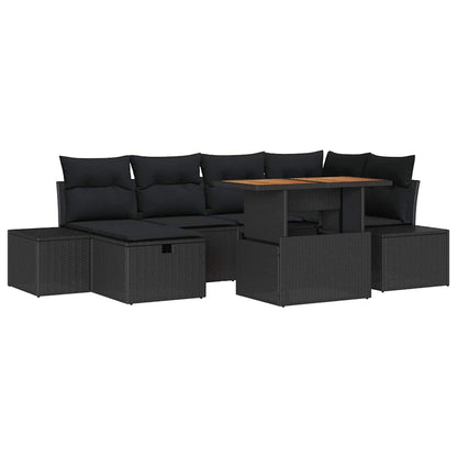Set Divano da Giardino 7 pcs Nero polyrattan | homemem39