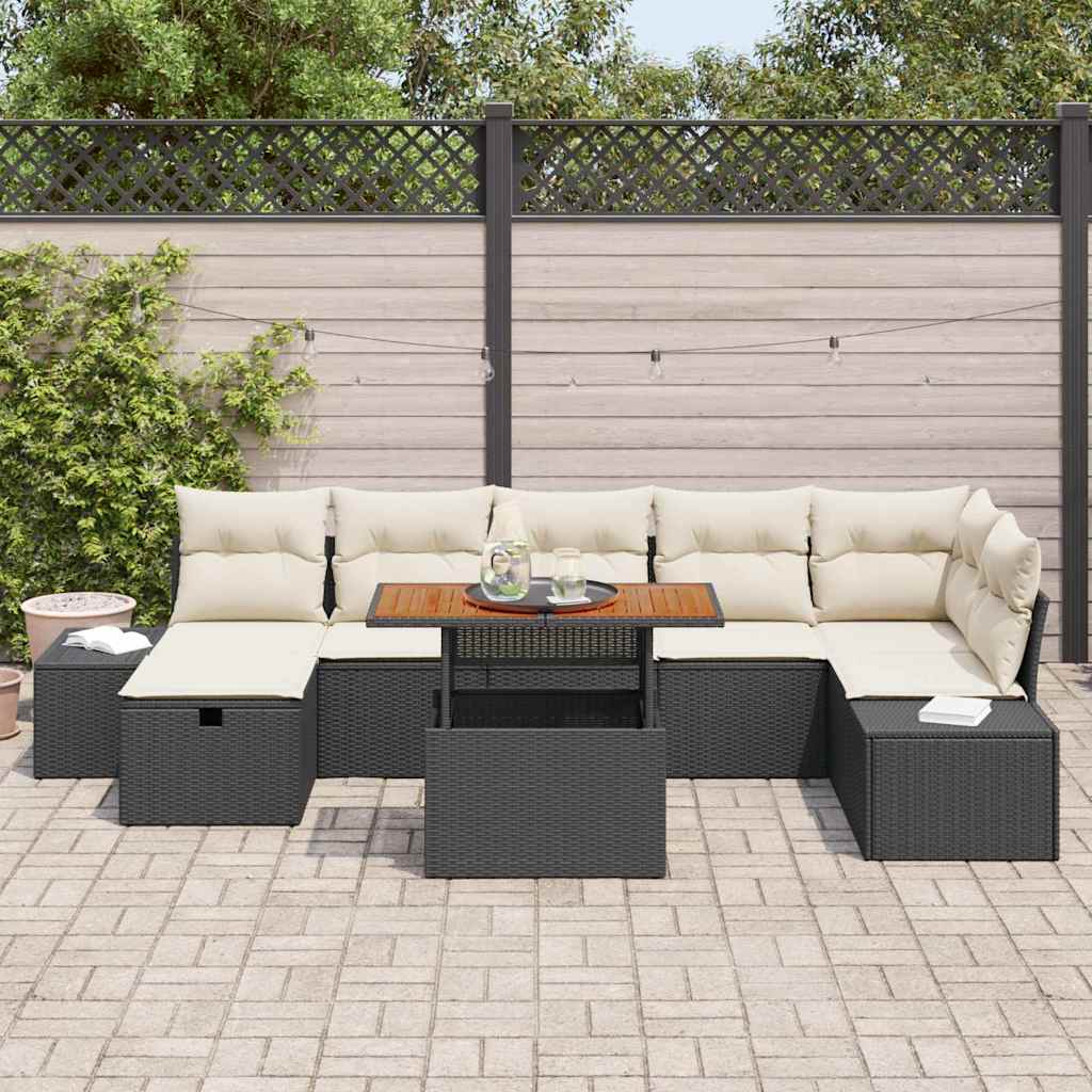 Set Divano da Giardino 8 pcs Nero polyrattan - homemem39