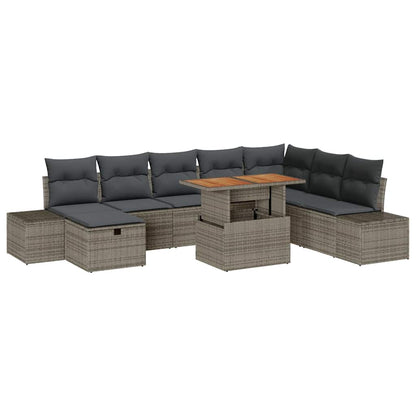 Set Divano da Giardino 9 pz Grigio Poly Rattan | homemem39