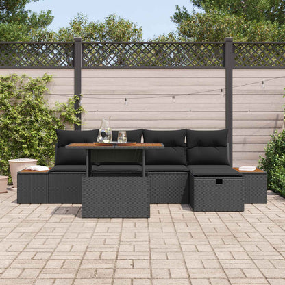 Set Divano da Giardino 6 pcs Nero polyrattan | homemem39