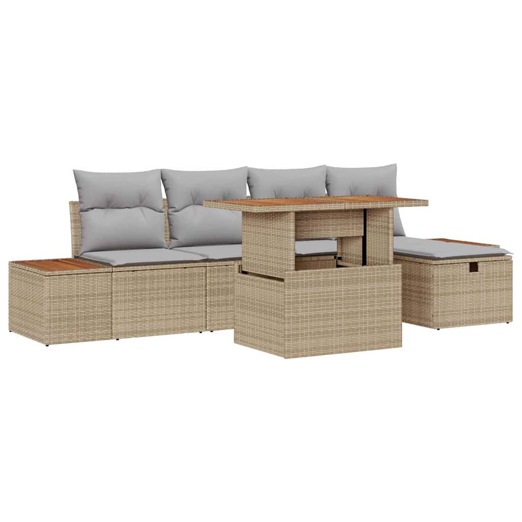 Set Divano da Giardino 6 pcs Beige polyrattan - homemem39
