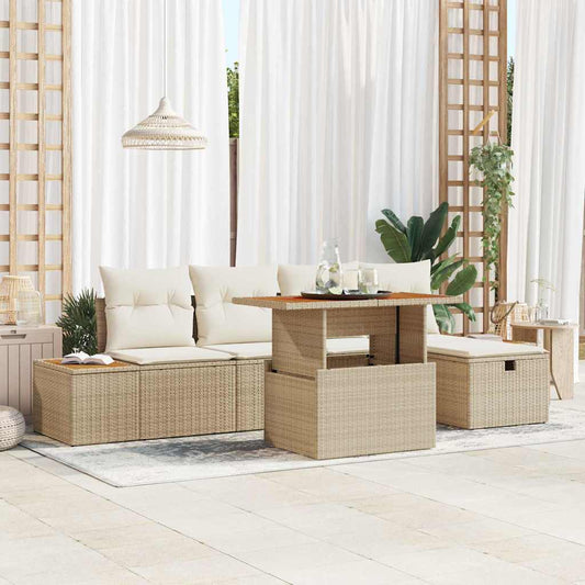 Set Divano da Giardino 6 pcs Beige polyrattan - homemem39