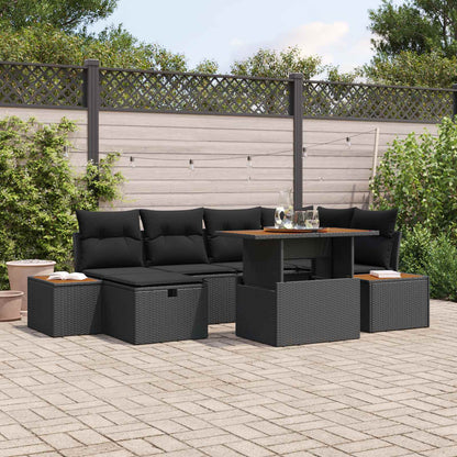 Set Divano da Giardino 7 pcs Nero polyrattan | homemem39