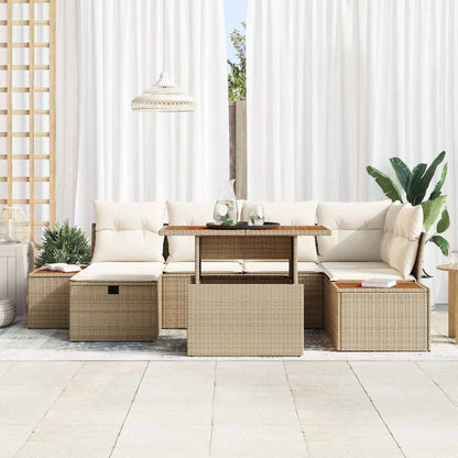 Set Divano da Giardino 7 pcs Beige polyrattan - homemem39