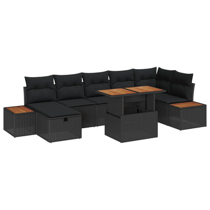 Set Divano da Giardino 8 pcs Nero polyrattan | homemem39