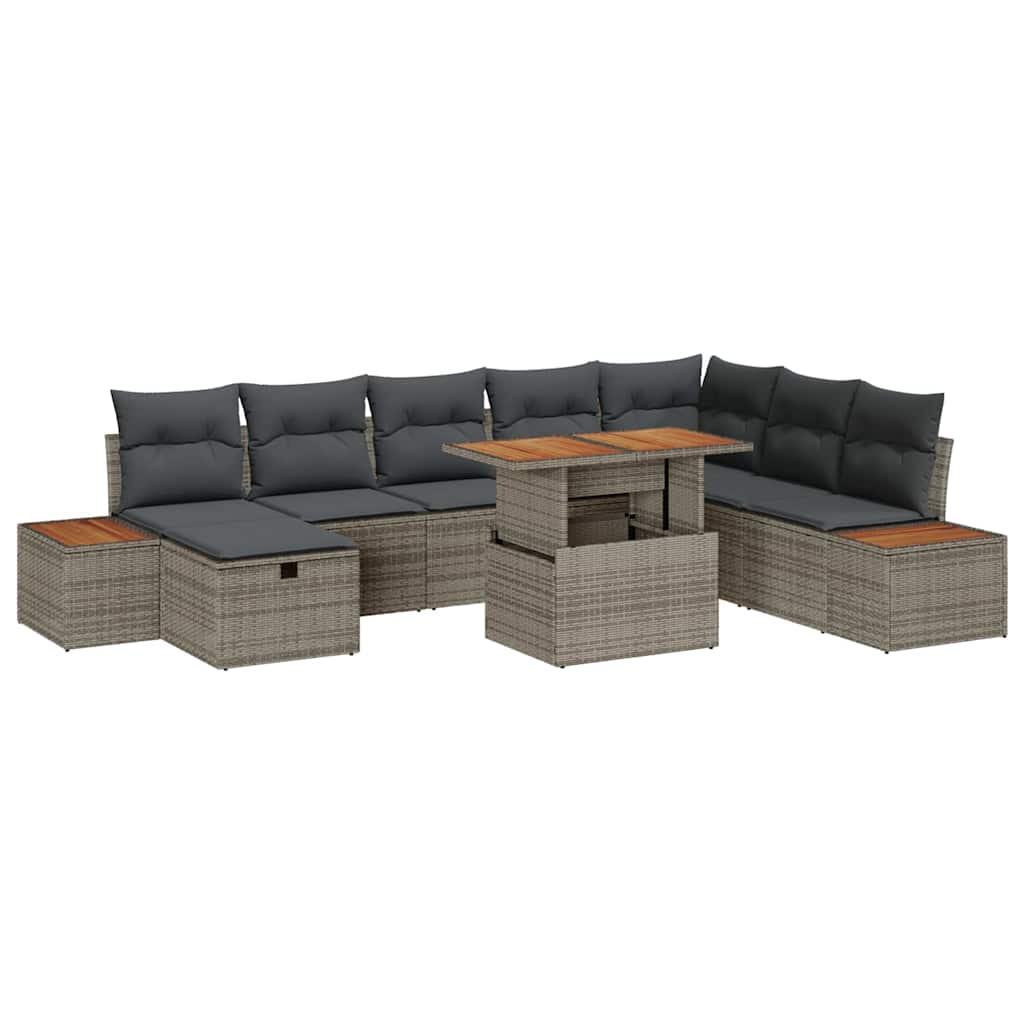 Set Divano da Giardino 9 pz Grigio polyrattan | homemem39